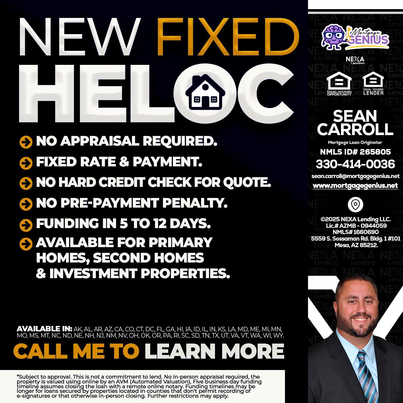 HELOC - Sean Carroll -Mortgage Loan Originator
