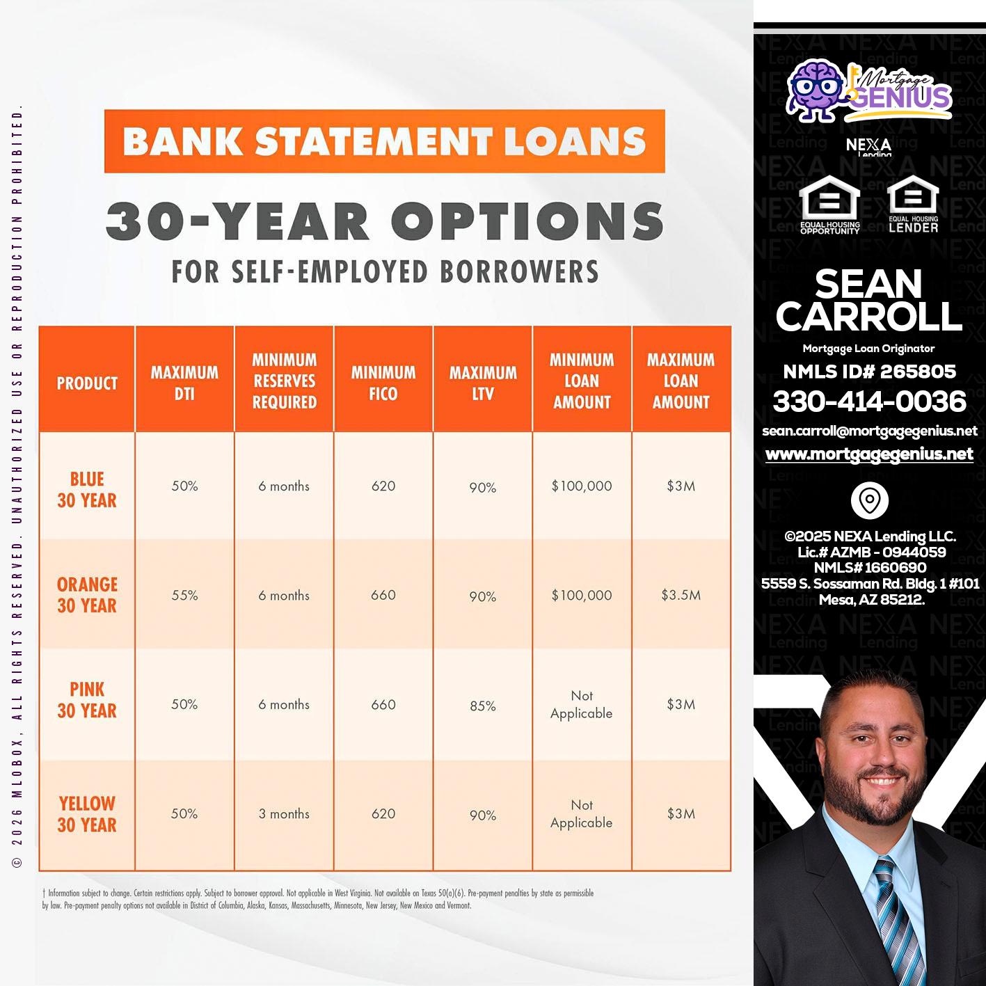 30 YEARS OPTIONS - Sean Carroll -Mortgage Loan Originator