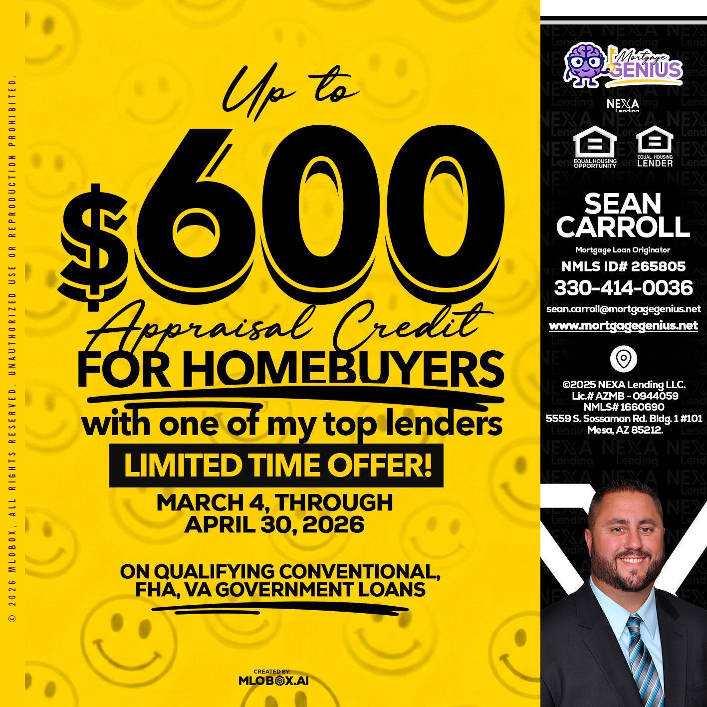 UP TO 600 - Sean Carroll -Mortgage Loan Originator