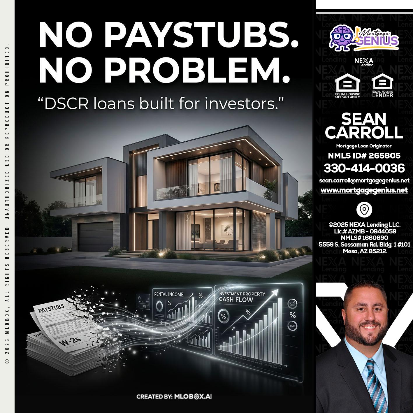no paystub - Sean Carroll -Mortgage Loan Originator