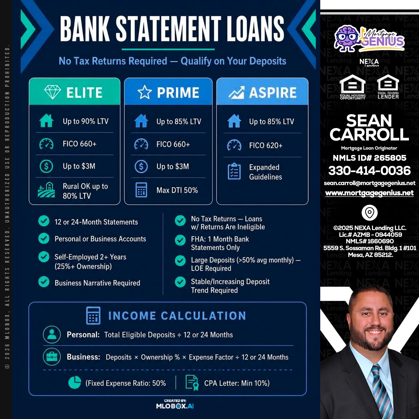 BANK STATEMENT - Sean Carroll -Mortgage Loan Originator