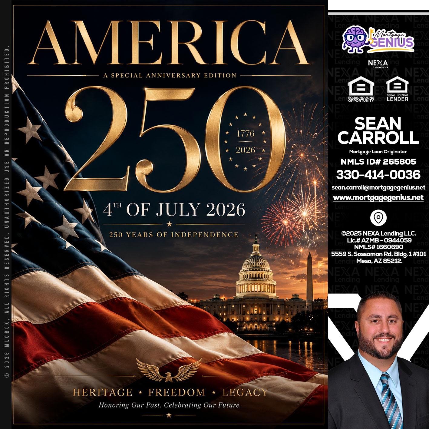 AMERICA 250 TH - Sean Carroll -Mortgage Loan Originator