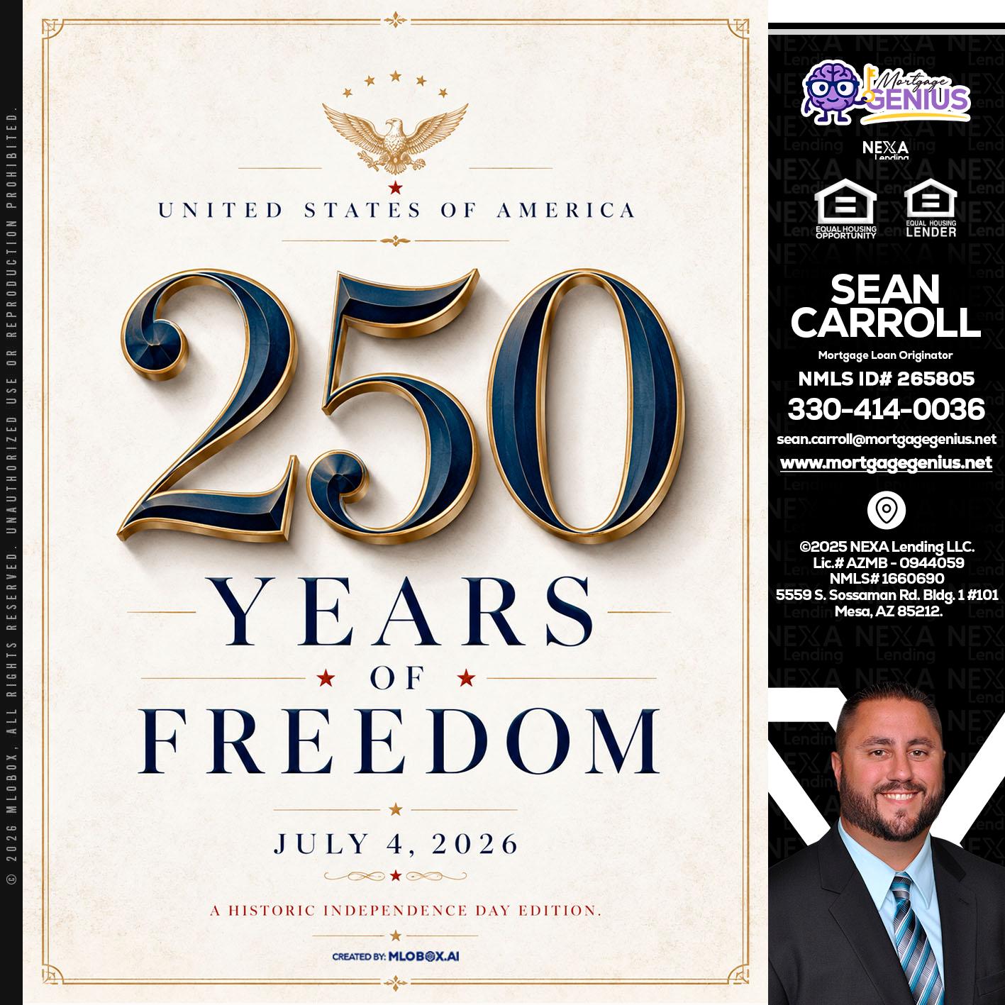 250 YEARS - Sean Carroll -Mortgage Loan Originator