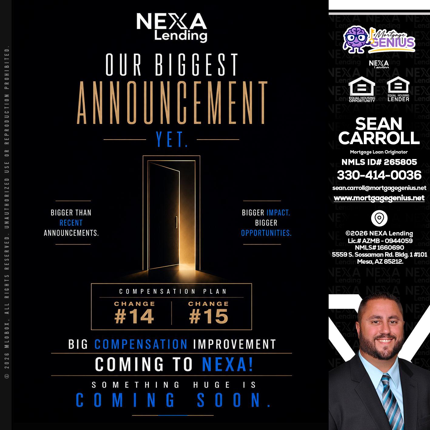 ANNOUNCEMENT - Sean Carroll -Mortgage Loan Originator