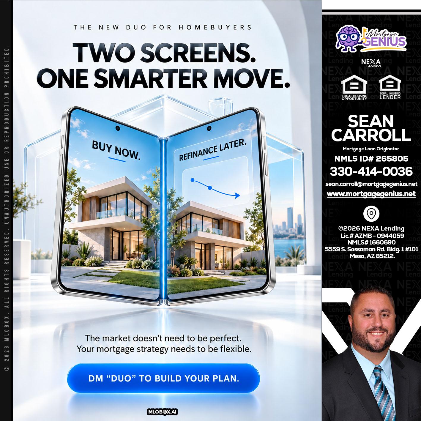 TWO SCREENS - Sean Carroll -Mortgage Loan Originator