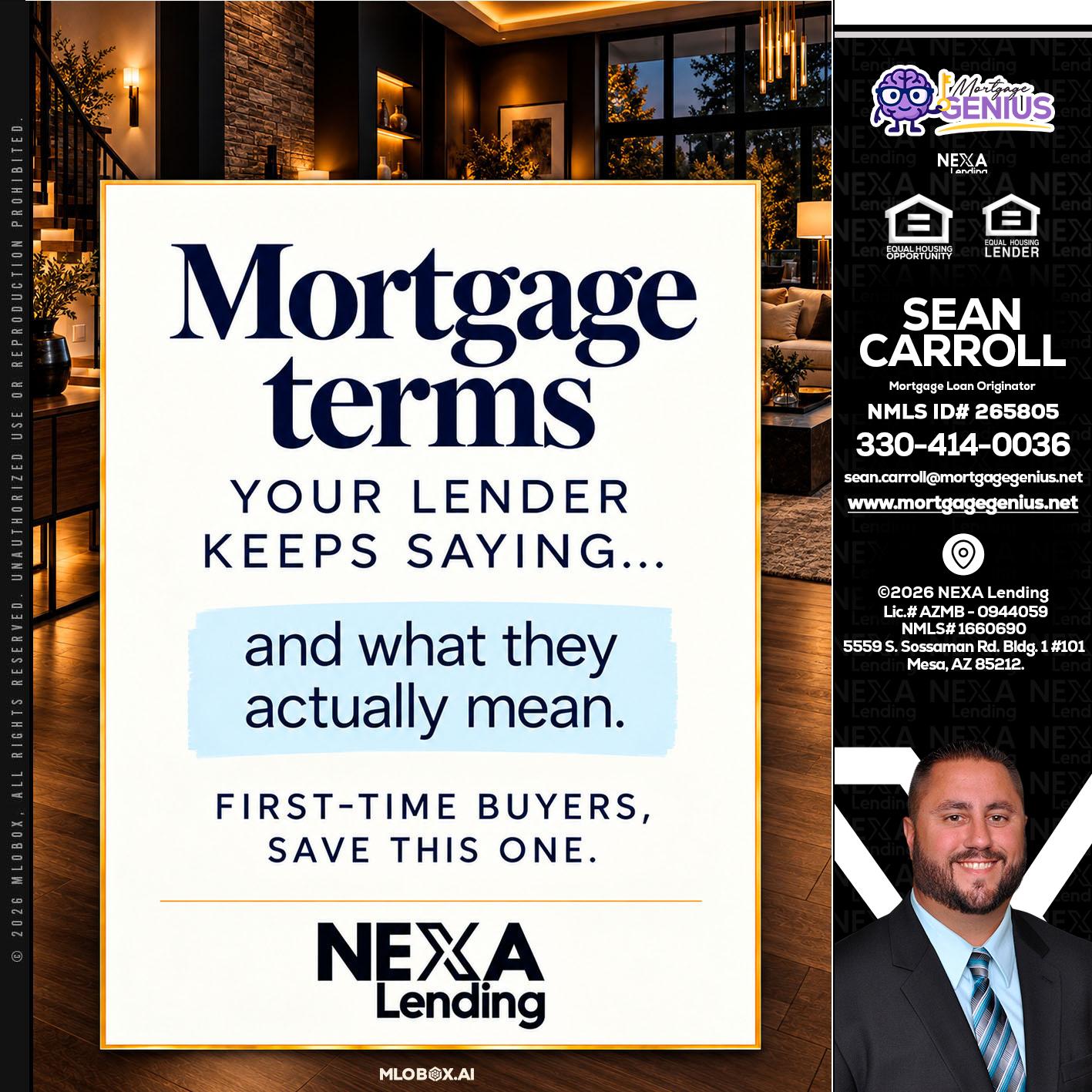 mortgage terms - Sean Carroll -Mortgage Loan Originator