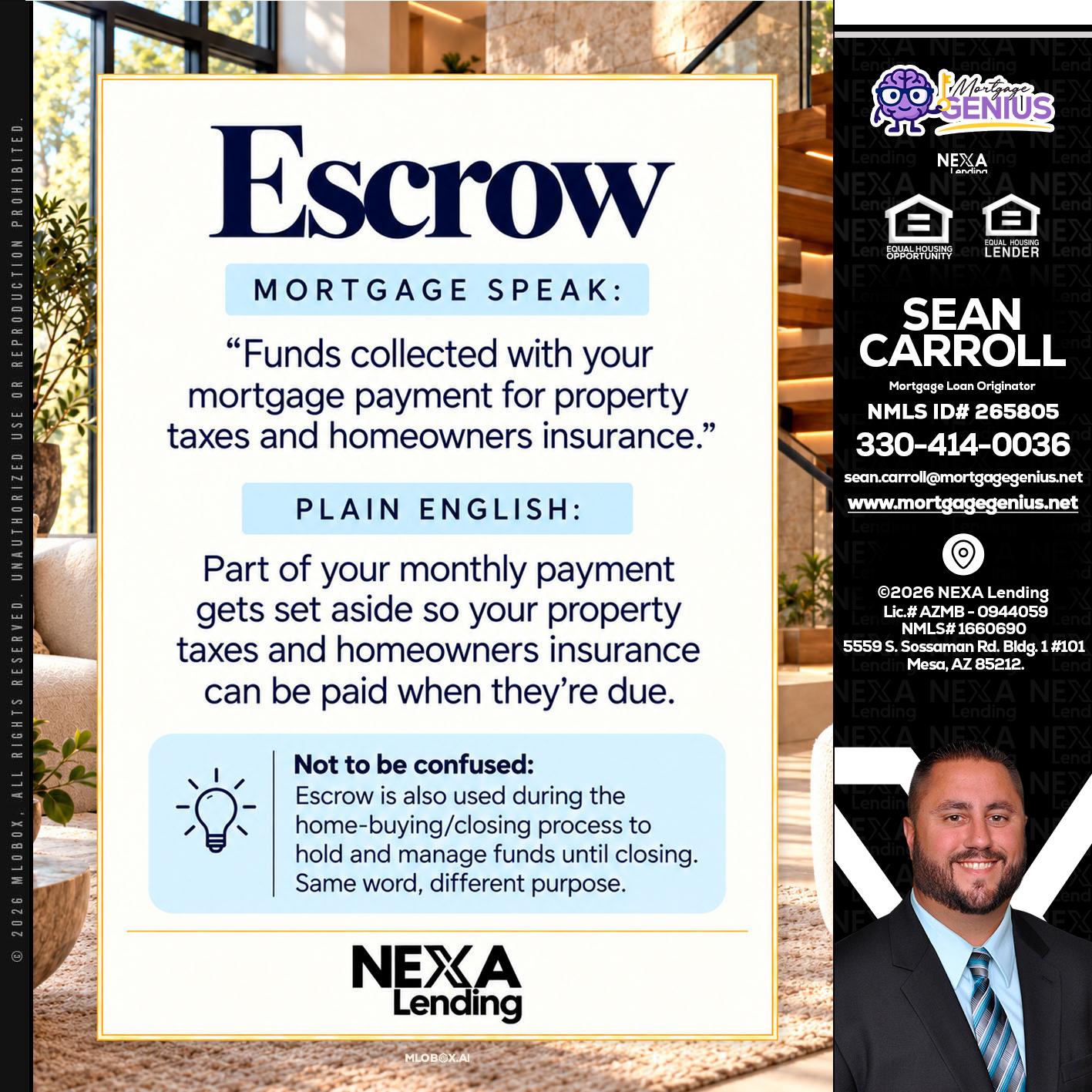 ESCROW - Sean Carroll -Mortgage Loan Originator